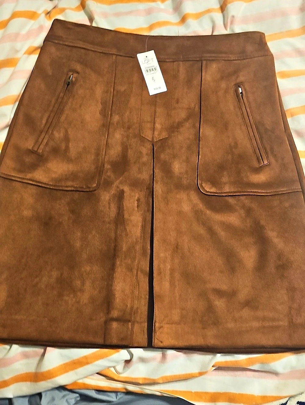 NWT LOFT Outlet Faux Suede Mini Skirt AMber Brown Size 6